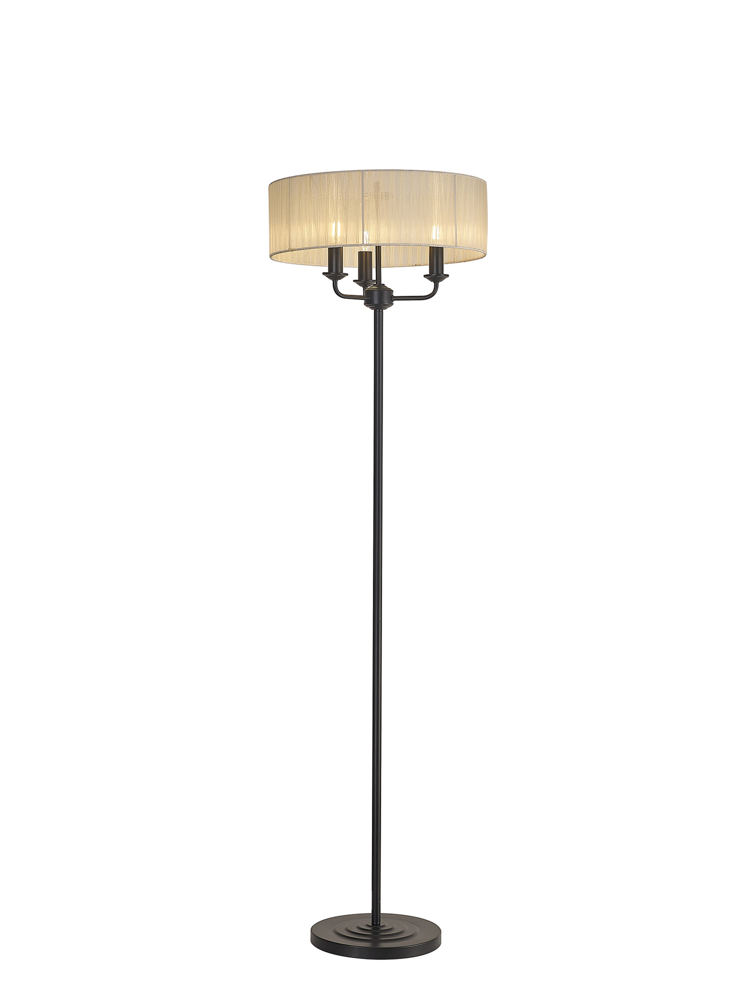 DK1059  Banyan 45cm 3 Light Floor Lamp Matt Black; Cream